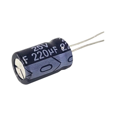 [0220M0025V]  Capacitor Electrolítico Radial de Aluminio, 220 µFd, 25 Vcc, 105 °C, 8 x 11 mm.