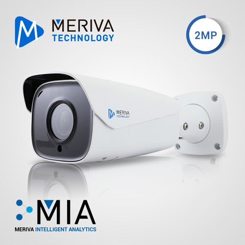 Camara ip bullet meriva technology mob-e300z / 2mp / h.265 / lente motorizado 2.8 - 12mm / 20 - 70m ir / ip67 / metalica / 12 vcd / poe / soporta micro sd hasta 128 gb (no incluida) / 1 entrada + 1 salida de audio / 1 entrada + 1 salida de alarma / salida bnc / mia 2.0 / onvif / face detection - control de aforo / para reconocimiento facial camara serie e300 + nvr serie main