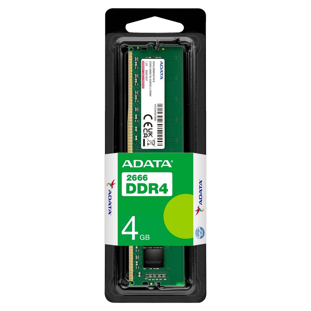 Memoria Ram ADATA AD4U26664G19-SGN, 4 GB, DDR4, 2666 MHz, UDIMM 