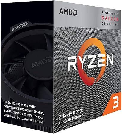 AMD RYZEN 3 3200G - 4 núcleos, socket AM4, Incluye ventilador, Con gráficos incluidos.