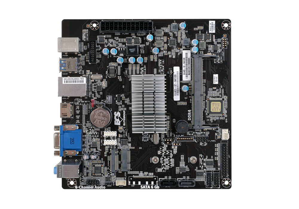 Motherboard ECS GLKD-I2-N4020: Procesador2.80GHz) - Segmento:Básico, Memoria:DDR4 2400 MH8GB Max, Integrado: Audio, Red, Video UHD Intel 600.