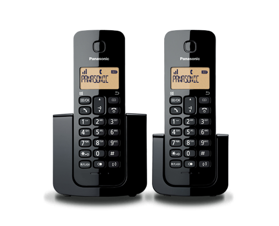 PANASONIC 2 Telefonos Inalambrico - Pantalla de 1.4, Alarma, Stand by, ECO, DECT, negro