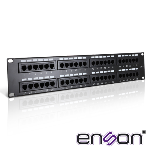 Patch panel enson ens-pa48p7 2ur precargado cat6 48 puertos montaje en rack estandar 19