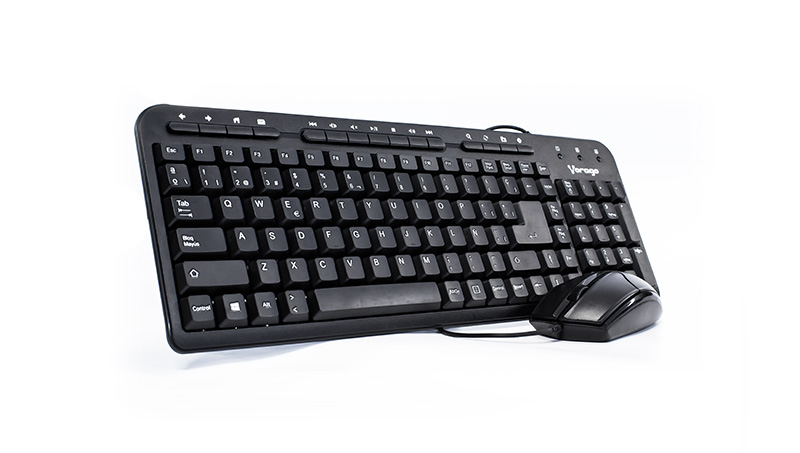 Kit Teclado y Mouse VORAGO KM-105 Estándar	104 teclas - Negro, 1000 DPI