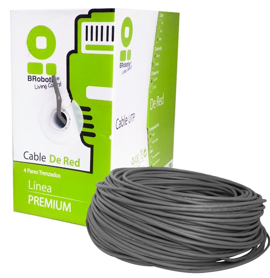 Bobina UTP - CAT5e, 100 m, Interior, Gris, CCA, en Caja Protectora, c/Tubo Despachador, Metreada, Ideal p/ RED / CCTV, BROBOTIX 400052G