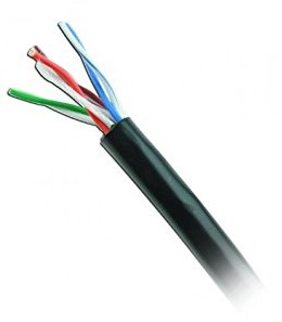 Bobina UTP CAT5e para exterior sin GEL - 4 pares, 24 AWG, bobina de 305 mts, 100  cobre, color negro
