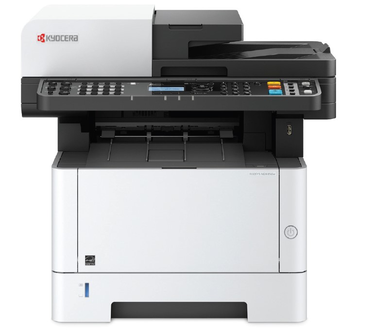 Multifuncional láser KYOCERA M2635dw 4en1 monocromático A4 - carta/oficio, 37PPM. 1200 x 1200 DPI. Cama plana Oficio, escáner ADF, WiFi, dúplex impresión