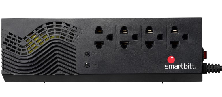 Regulador SMARTBITT SBAVR1200S - 4, Negro, 1200 VA, 600 W