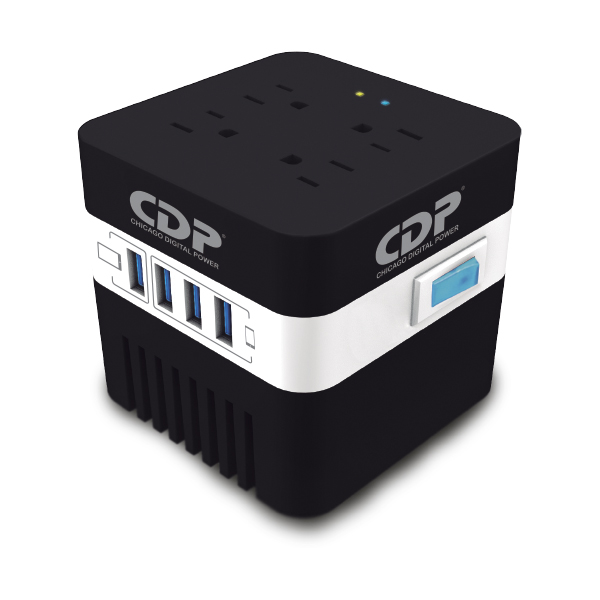 Regulador de Voltaje CDP RU-AVR604 600VA/300W AVR - 4 Salidas, 175 julios, 4 Puertos USB, 120 Vac