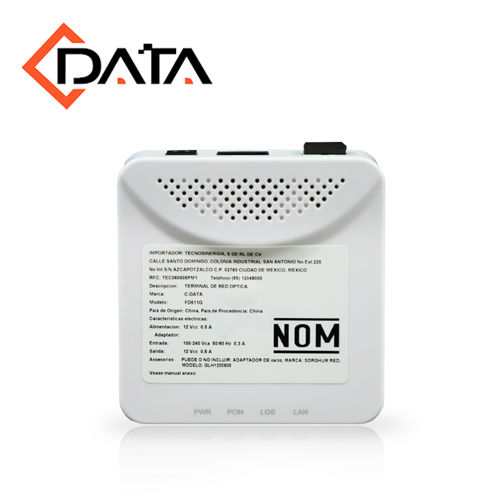 Gpon ont-onu c-data fd511g / 1 puerto gpon sc-apc / 1 puerto gigabit ethernet / alimentación 12vdc / downstream 2.48gbps / upstream 1.24gbps / hogar y oficina (para escritorio).