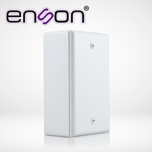 Caja plástica tamaño estándar con tapa ciega de plastico enson ens-947 color blanco, para montaje sobre pared o techo