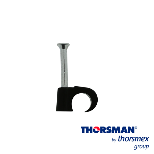Grapas reforzada sujethor thorsman 3103-00301 tc 7-10 rc 1pulg caja /100pzas negro, ideal para cable utp, clavo galvanizado, grapa de polietileno resistente al impacto, corrosión, humedad y climas extremos