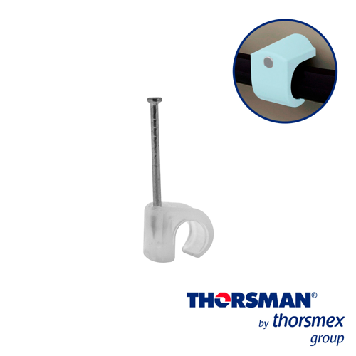Grapas  sujethor thorsman 3102-00100 tc 5-7  caja /100pzas color natural, ideal para cable de arma calibre 8 -10  , clavo galvanizado, grapa de polietileno, resistente al impacto, corrosión, humedad y climas extremos