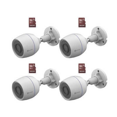 [CS-H3C/KM4] Kit de Camaras WiFi, Incluye 4 Piezas CS-H3C y 4 Piezas HS-TF-E1/32G  / Detección de Movimiento 