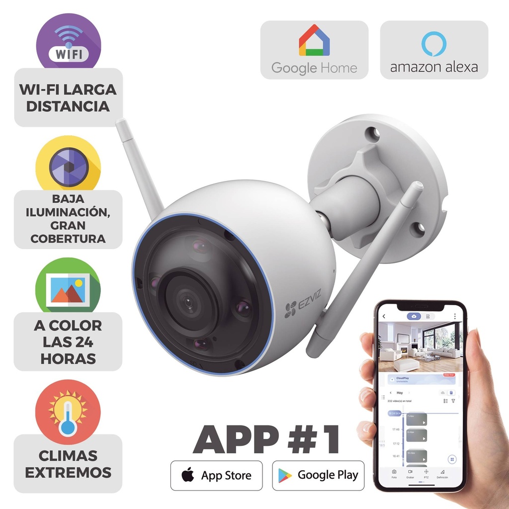 Cámara Bala IP 5 Megapíxel (H3 3K) / Wi-Fi / Comunicación bidireccional / Visión nocturna a color / Detección de humanos/vehículos / Defensa activa / Ranur -