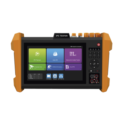 Probador de Vídeo con Pantalla LCD de 7" para IP ONVIF / 8MP TVI + 8MP CVI + 8MP AHD + SDI/EXâ€SDI + Multímetro + Cable TDR / Prueba de Red de Fibra Óptica + Medidor de Distancia Laser + Cámara Integrada
