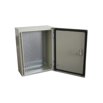 [PST-3040-20A] Gabinete de Acero IP66 Uso en Intemperie (300 x 400 x 200 mm) con Placa Trasera Interior de Metal y Compuerta Inferior Atornillable (Incluye Chapa y Llave T).