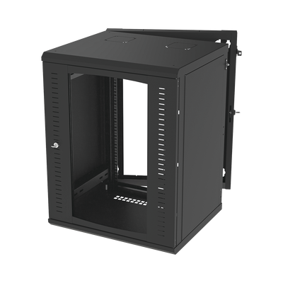 [SR-1916-GAP-V4] Gabinete Abatible de Pared (Con Marco Trasero) con Rack 19" de 16 Unidades. Ventana de Cristal Templado.