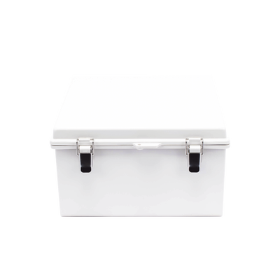 [PST-3030-18E] Gabinete de Plástico ABS, Uso en Intemperie ip66 (300 x 300 x 180 mm) Cierre por Broche Inoxidable y Permite Cerrado con Candado y Llave (Perno 5mm) No Incluido