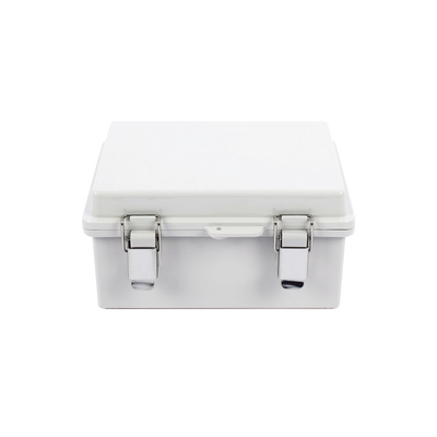 [PST-1722-11E] Gabinete de Plástico ABS, Uso en Intemperie IP66 (170 x 220 x 110 mm) Cierre por broche Inoxidable y Permite Cerrado con Candado y Llave (Perno 5mm) No Incluido