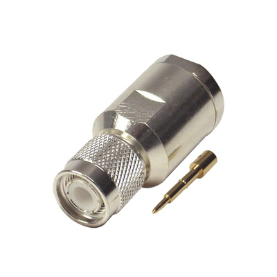 Conector TNC Macho de Rosca en 50 Ohm para cable LMR-400, 9913, 8214, CNT-400, RG8/U-SYS, RFLASH-1113, Plata/ Oro/ Teflón.