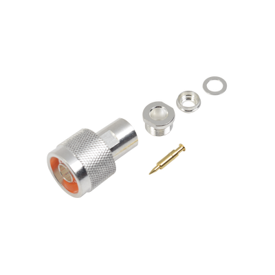[RFN-1004-1SX] Conector N Macho de Rosca para Cables RG-8/X, LMR-240, BELDEN 9258, Plata / Oro / Teflón.