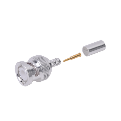 [RFB-1106-2T] Conector BNC Macho de Anillo Plegable para Cable LMR-195, RG-58/U, RG-142, Níquel/ Oro/ Teflón.