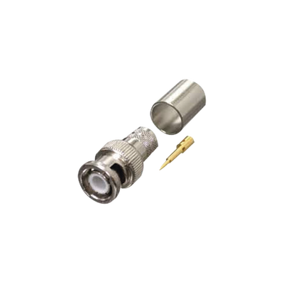 [RFB-1106-I]  Conector BNC Macho de Anillo Plegable para RG-8/U, LMR-400, 9913, CNT-400, Níquel/ Oro/ Teflón.
