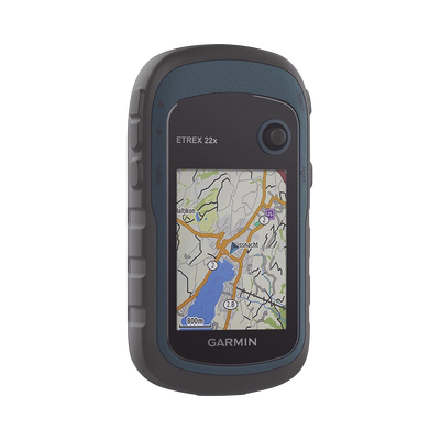 [10-02256-00] GPS portátil eTrex22x con mapa base precargado, almacena hasta 2000 puntos de interés, e incluye función de cálculo de áreas.