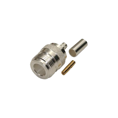 Conector N Hembra, de Anillo Plegable para Cables LMR-240, RG-8/X, 9258, Niquel/Oro/Teflón.