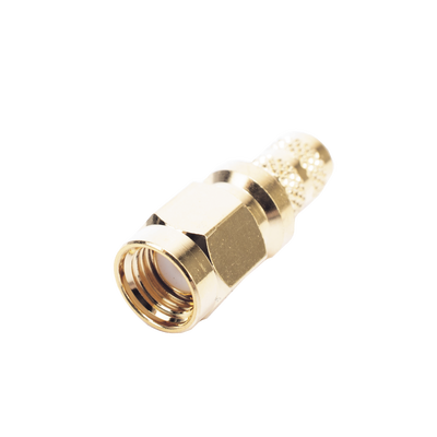 Conector SMA Macho Inverso de Anillo Plegable para Cables 9258, RG-8/X, LMR-240, Oro/Oro/Teflón.
