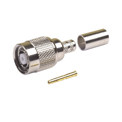 Conector TNC Macho Inverso de Anillo Plegable para Cables LMR-240, RG-8/X, Níquel/ Oro/ Teflón.