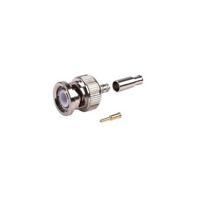   Conector BNC Macho de Anillo Plegable para Cables RG-174/U, 8216, Niquel/ Oro/ Teflón.