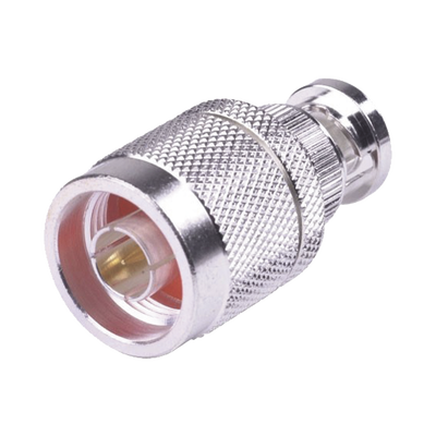 [RFN-1040-1]  Adaptador en Línea, de Conector N Macho a BNC Macho, Plata/ Oro/ Teflón.