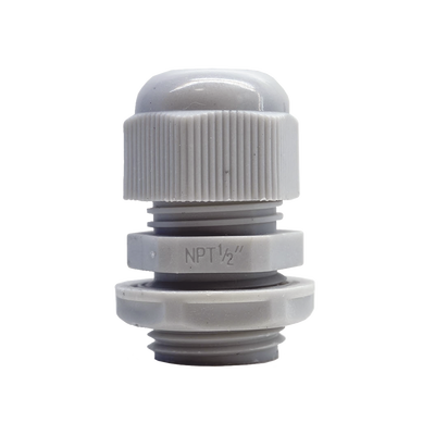 Conector Plástico Blanco Tipo Glándula para Rosca NPT 1/2" 