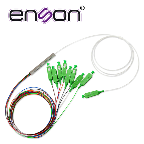 Splitter plc (divisor optico) enson ens-plc1x8 con conectores sc apc 1x8 fibra optica monomodo