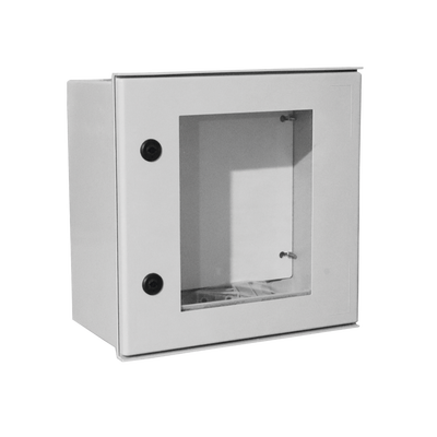 [PST-4040-20PT] Gabinete de Poliéster IP65 Puerta Transparente, Uso en Intemperie (400 x 400 x 200 mm) con Placa Trasera Interior de Plástico (Incluye Chapa y Llave).