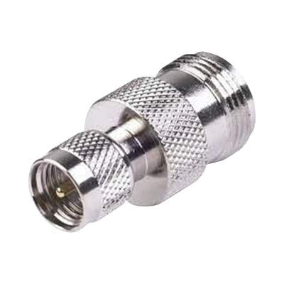 Adaptador en Línea, de Conector Mini-UHF Macho a N Hembra, Níquel/ Oro/ Teflón.