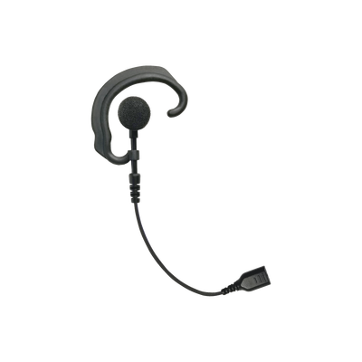 Auricular de gancho para el oído (RESPONDER) con cable de fibra trenzada y conector SNAP. Requiere micrófono de solapa de 1 o 2 hilos de la Serie SNAP.
