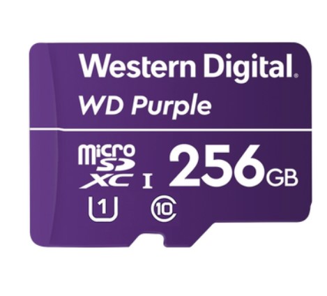 MEMORIA MICRO SD DE 256 GB PURPLE, ESPECIALIZADA PARA VIDEOVIGILANCIA, 10 VECES MAYOR DURACIÓN, 3 AÑOS DE GARANTIA
