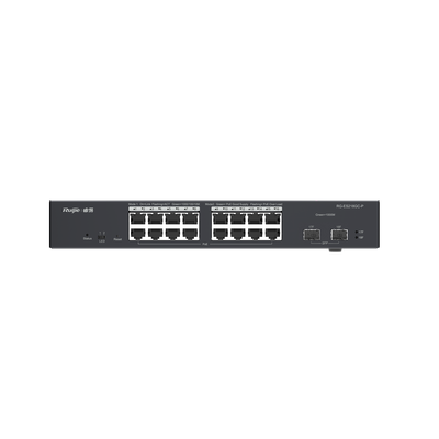 Switch L2 Administrable PoE con 16 Puertos Gigabit PoE 802.3 AF/AT + 2 SFP para fibra 1Gb, Gestión Gratuita Desde la Nube, 240 Watts