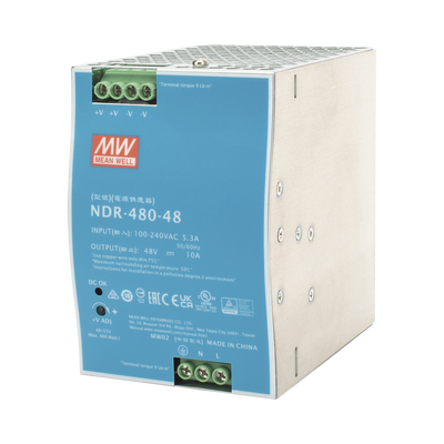 [NDR-480-48] Fuente de Poder Industrial de 480W, salida 48 Vcc, para montaje en riel Din