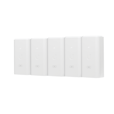 [POE-24-12W-5P] 5 Unidades del Adaptador PoE Ubiquiti de 24 VDC, 0.5 A con puerto Gigabit, color blanco