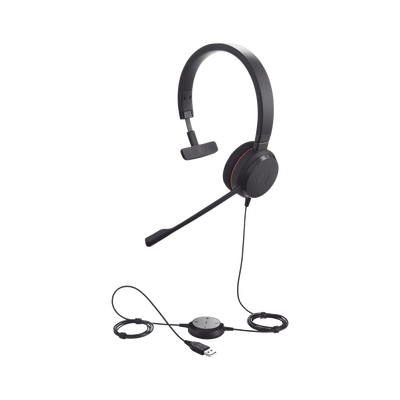 [EVOLVE-20-MONO-UC] Jabra Evolve 20 Mono con conexión USB, micrófono con cancelación de ruido de ultima generación, configuración Plug and Play (4993-829-209)