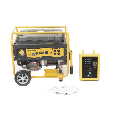 Generador a Gasolina / Planta de Emergencia con Encendido Automático, 6.5KW, 220Vac 2 Fases, Jaula con Ruedas para Fácil Traslado 