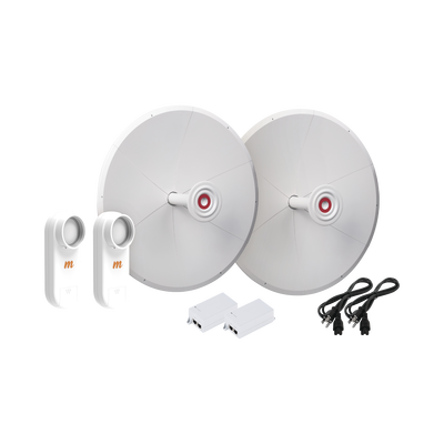 Kit de 2 radios C5X con antenas TXPD30C5X (30 dBi), rango de frecuencia extendida (4.9 a 6.4 GHz), incluye inyector POE y cable de alimentación