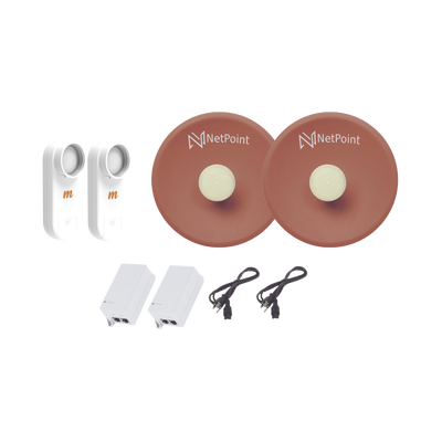 Kit de 2 radios C5X con antenas NPPROS2PACK (27 dBi), rango de frecuencia extendida (4.9 a 6.4 GHz), incluye inyector POE  y cable de alimentación 