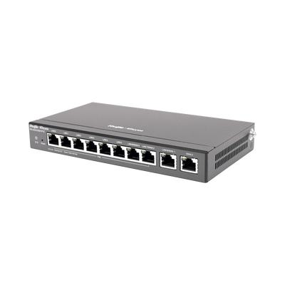 Router Balanceador con Función SD-WAN, 6 puertos LAN  y 2 puertos LAN/WAN POE+ af/at gigabit hasta 110w, 1 puertos LAN/WAN gigabit y 1 Puerto WAN gigabit, hasta 350 clientes con desempeño de 1.5 Gbps asimétricos