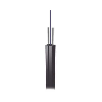 Cable de Fibra Óptica Drop, Interior/Exterior G.657A2 Monomodo de 2 hilos (bifibra), Dieléctrica, Forro Negro, Precio por metro