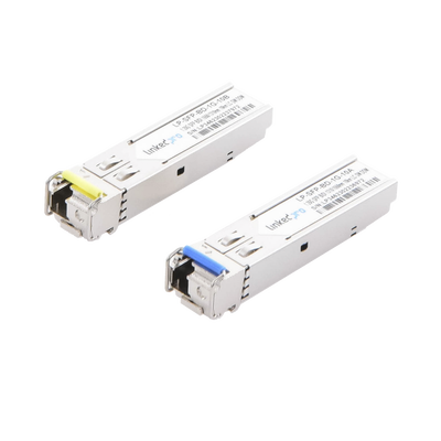 Transceptores Ópticos Bidireccionales SFP (Mini-Gbic) / Monomodo 1310 & 1550 nm / 1.25 Gbps / 1000BASE-BX / Conector LC/UPC Simplex / DDM / Hasta 10 km / 2 Piezas 